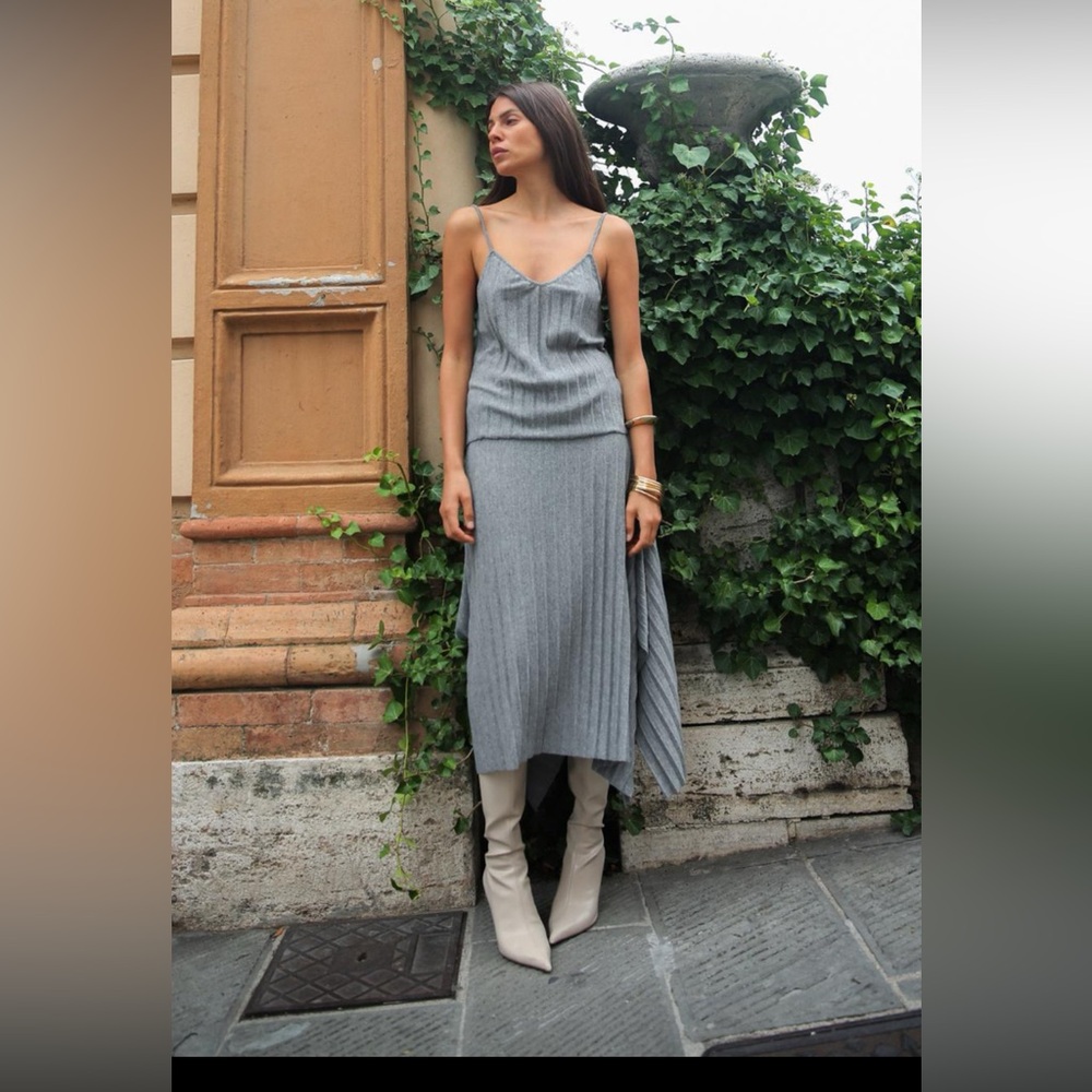 2-pc Zara soft pleated top and handkerchief skirt set